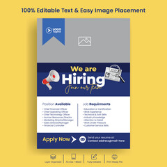 Creative Job vacancy hiring editable print flyer or poster template suitable for digital marketing promotional flyer, leaflet, brochure cover design