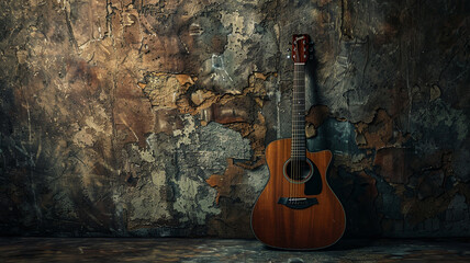 Acoustic Guitar Grunge Background 