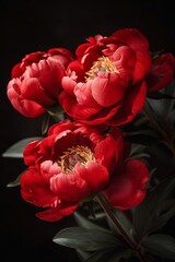 Close-up of blooming peony flowers background. Beautiful floral background