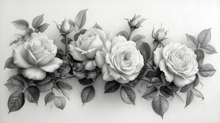 Black and white photograph of roses