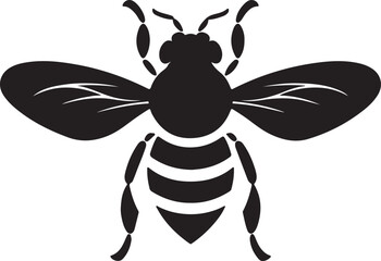 Bee Silhouette Vector Illustration White Background