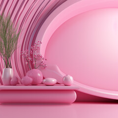 3d photo of abstract pink background made with generative ai