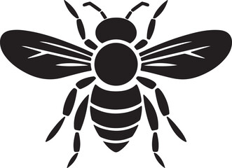 Bee Silhouette Vector Illustration White Background