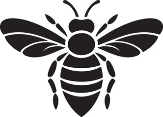 Bee Silhouette Vector Illustration White Background