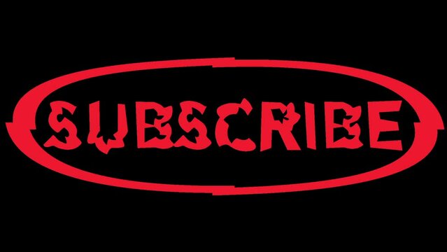 A bold red subscribe button that bounces and waves