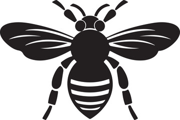 Bee Silhouette Vector Illustration White Background