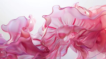 Abstract pink flowing fabric simulation on a white background.