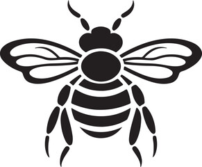 Bee Silhouette Vector Illustration White Background