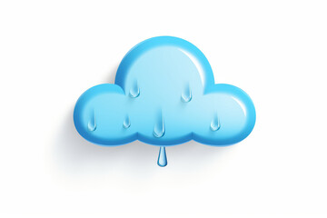 A detailed 3D illustration of a cute blue cloud with shiny raindrops, giving a fresh and playful vibe on a white background