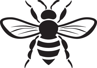 Bee Silhouette Vector Illustration White Background