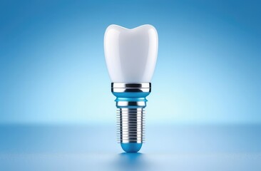 Dental implant on blue background
