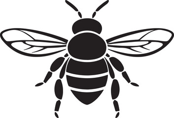 Bee Silhouette Vector Illustration White Background