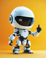Naklejka premium cartoon cute robot standing on studio background