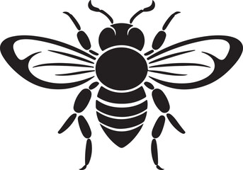 Bee Silhouette Vector Illustration White Background