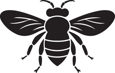 Bee Silhouette Vector Illustration White Background