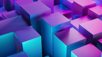 Neon-lit 3D cubes creating an entrancing geometric pattern with futuristic vibes.
