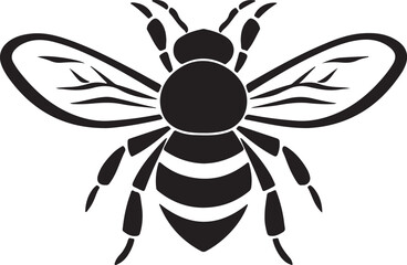 Bee Silhouette Vector Illustration White Background