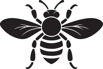 Bee Silhouette Vector Illustration White Background