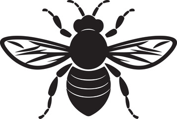 Bee Silhouette Vector Illustration White Background