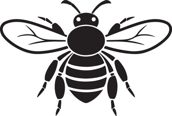 Bee Silhouette Vector Illustration White Background