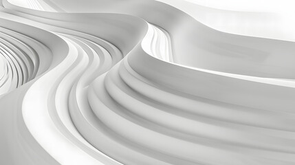 This image features a serene and abstract design of white waves curving smoothly to create a...