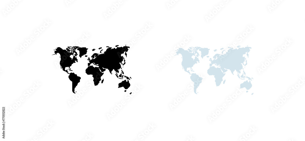 Poster planet map icon. map of the entire planet. silhouette and flat style