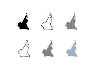 Outline map of the Cameroon. Map of the Cameroon. Linear style. Vector icons
