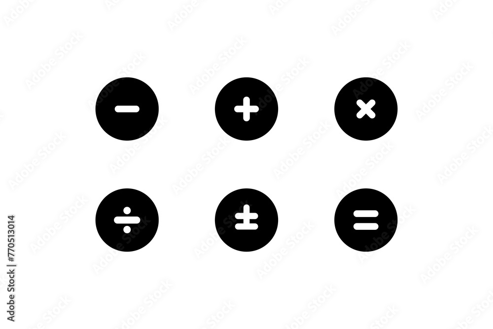 Poster calculator buttons set. calculator icons. silhouette style. vector icons