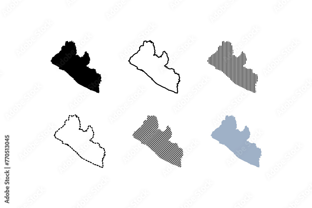 Poster outline map of the liberia. map of the liberia. linear style. vector icons