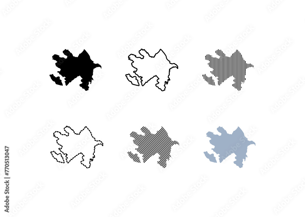 Poster outline map of the azerbaijan. map of the azerbaijan. linear style. vector icons