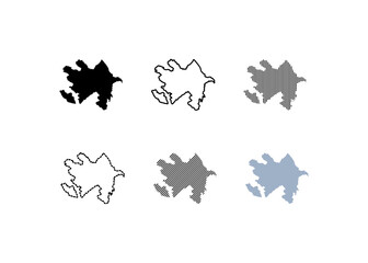 Outline map of the Azerbaijan. Map of the Azerbaijan. Linear style. Vector icons