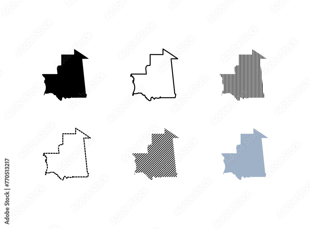 Aufkleber outline map of the mauritania. map of the mauritania. linear style. vector icons
