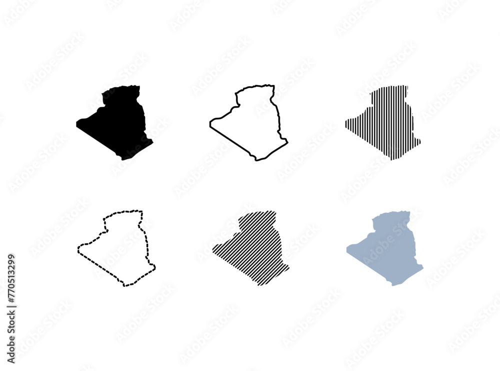 Poster outline map of the algeria. map of the algeria. linear style. vector icons
