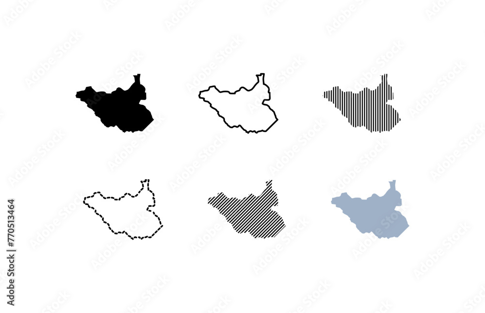 Poster outline map of the south sudan. map of the south sudan. linear style. vector icons