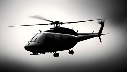Military helicopter isolated on black and  white