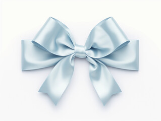 Pastel blue shiny luxury silky gift ribbon with bow, great for Christmas, birthday, Valentine's Day, Anniversary Gift packing, isolated on white background 
