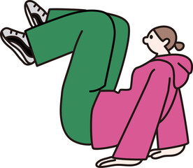 足を上げている女性の線画ベクター