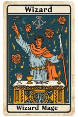 Obraz premium vintage style detailed illustration of a Tarot card Wizard or Magician