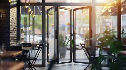 the cost-effectiveness of AI-driven aluminium folding doors in a hospitality setting, emphasizing energy efficiency benefits and reduced operational expenses