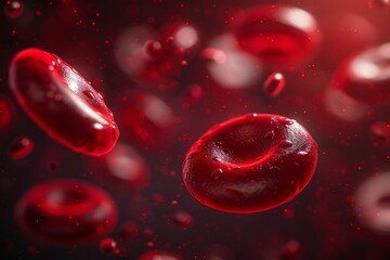 Blood cells floating in the air.