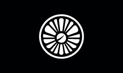 fan monochrome fan logo black and white sticker of fan black and white badge of fan black and white patch of fan isolated on black background 