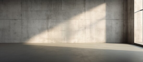 A room with a wood flooring, composite material wall, and a window casting a shadow. Tints and shades create a sense of darkness and mystery, while a grassy font contrasts the asphalt outside