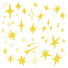 Hand drawn sparkling stars collection