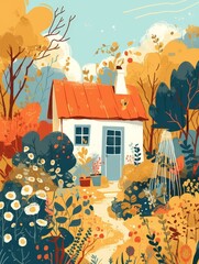 autumn landscape with houses
