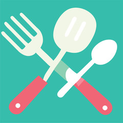 modern grilling utensils, icon colored shapes