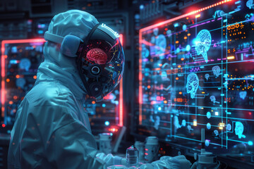 People interacting with holographic displays