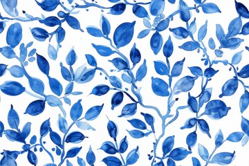 Fototapeta premium Watercolor Seamless pattern with blue and white