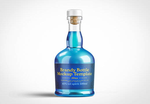 Small Glass Brandy Bottle Mockup