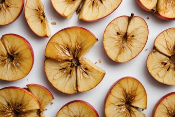 Close-up of baked apple slices on white background - Powered by Adobe