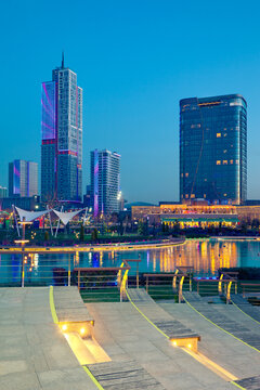 Tashkent city park at night. Uzbekistan